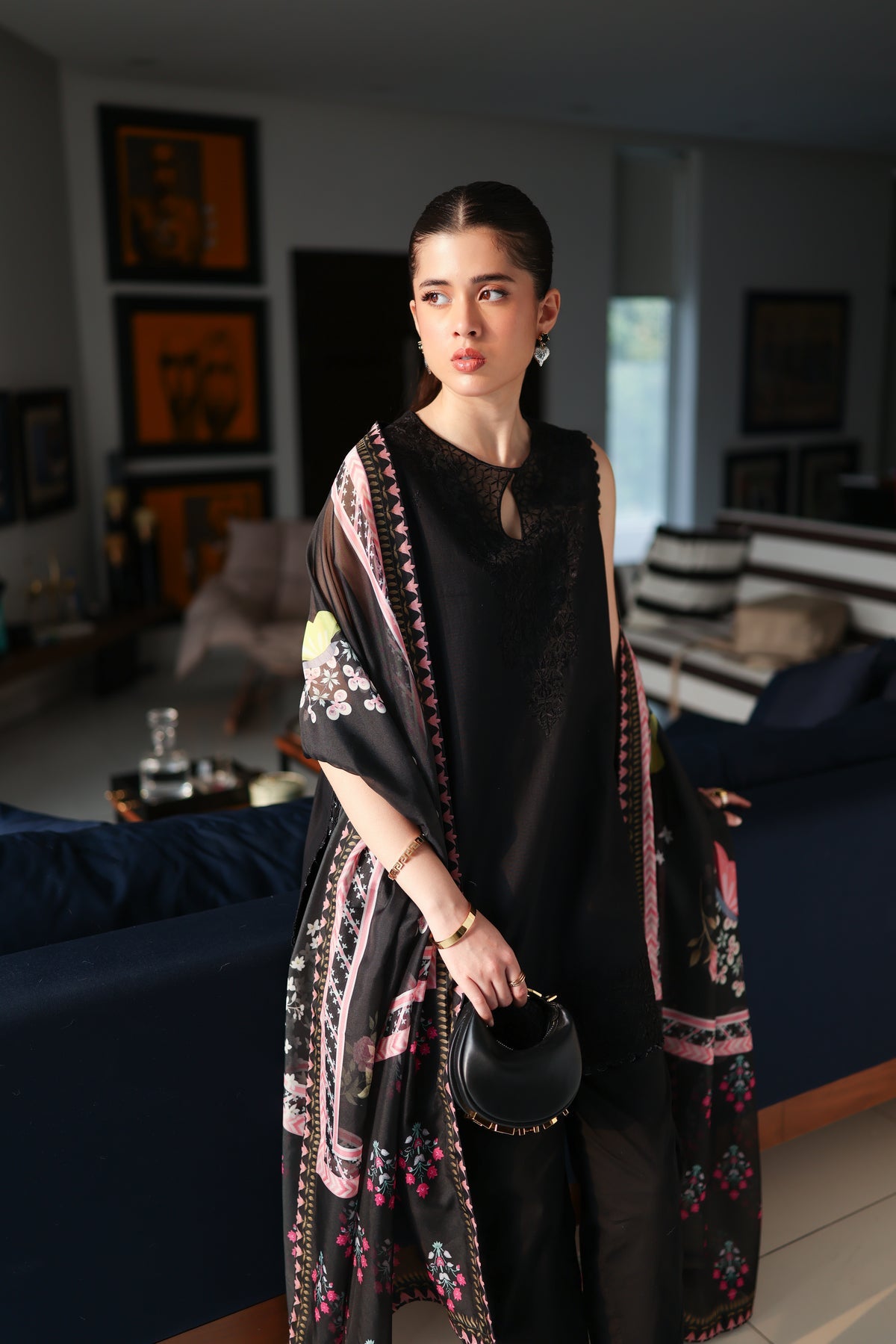 JET BLACK LUXURY EMBROIDERED 3 PCS SET (NPA3-25430)-READY TO WEAR