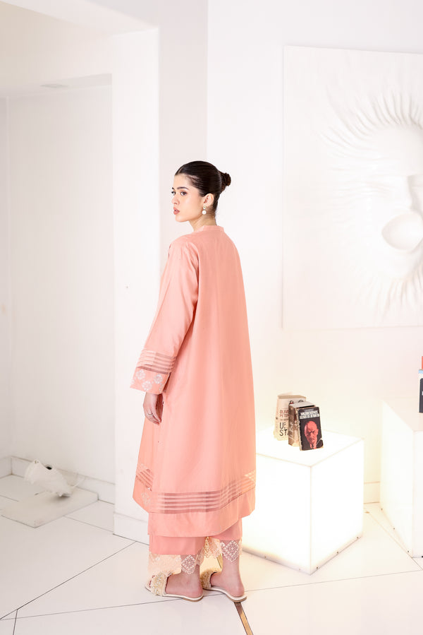 PEACHY PINK LUXURY EMBROIDERED 2PCS SET (NPA2-25306)-READY TO WEAR