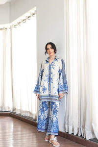 OFF-WHITE & BLUE LUXURY PRINTED 2PCS SET (NPA2-25308)- READY TO WEAR