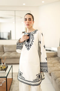 OFF-WHITE & BLACK LUXURY EMBROIDERED FARSHI SET (NPA2-25302)-READY TO WEAR