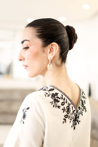 OFF-WHITE & BLACK LUXURY EMBROIDERED FARSHI SET (NPA2-25302)-READY TO WEAR