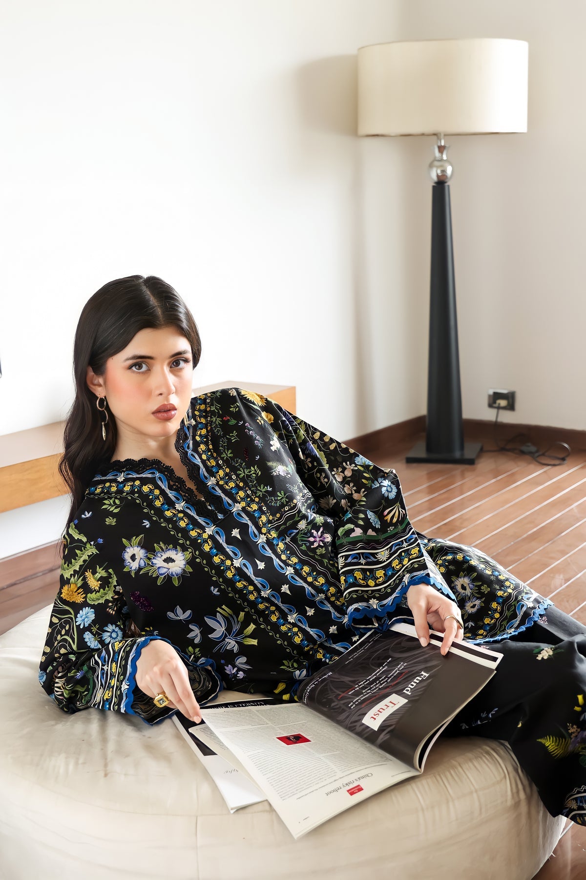 BLACK LUXURY PRINTED 2PCS SET (NPA2-25309)-READY TO WEAR