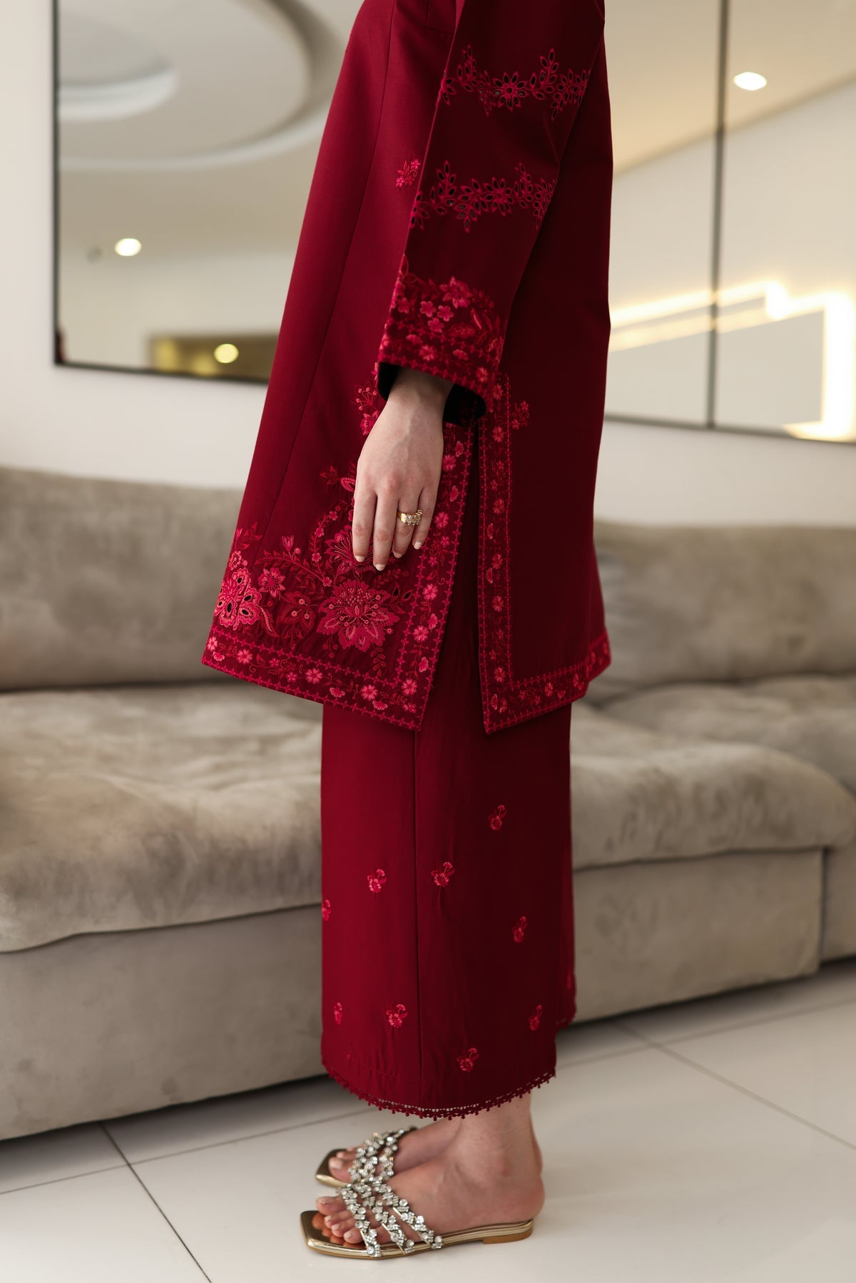 DEEP MAROON LUXURY EMBROIDERED 2PCS SET (NPA2-25307)-READY TO WEAR