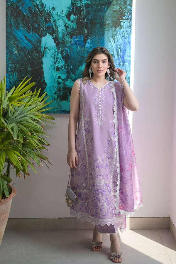LILAC LUXURY LAWN EMBROIDERED SET - NEL-24613 Zaib