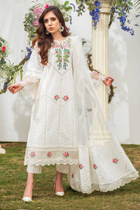 FLORAL WHITE CHIKAN Farida Hasan