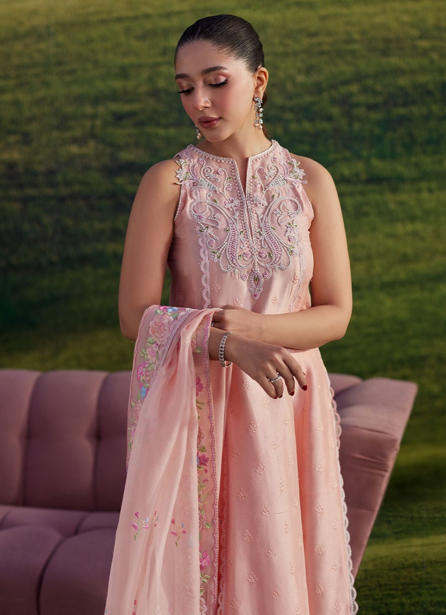 Rosé Reverie Shirt, Izaar And Dupatta