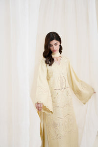 BUTTER YELLOW LUXURY EMBROIDERED 3PCS SET NPA3-25420 (EID 2025 READY TO WEAR)