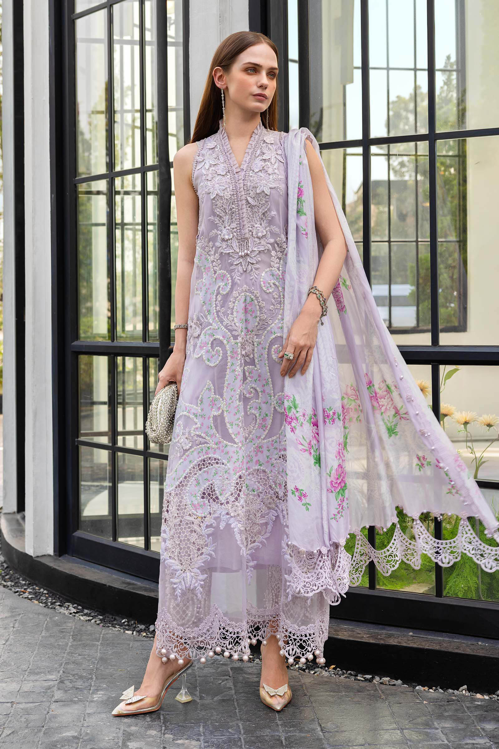3 Piece Unstitched Embroidered Lawn Suit EL-26-12