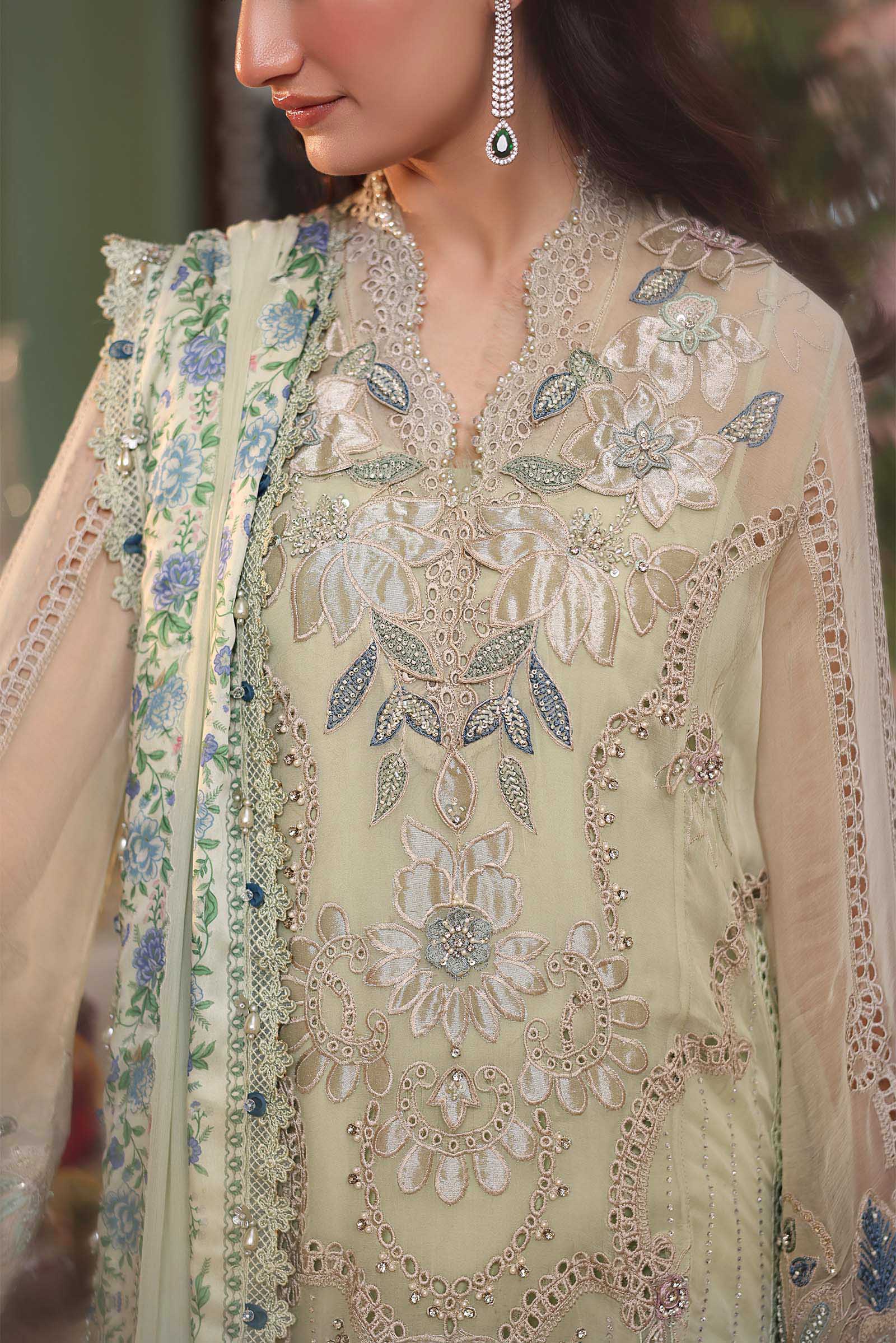 3 Piece Unstitched Embroidered Chiffon Suit - MPC-26-105