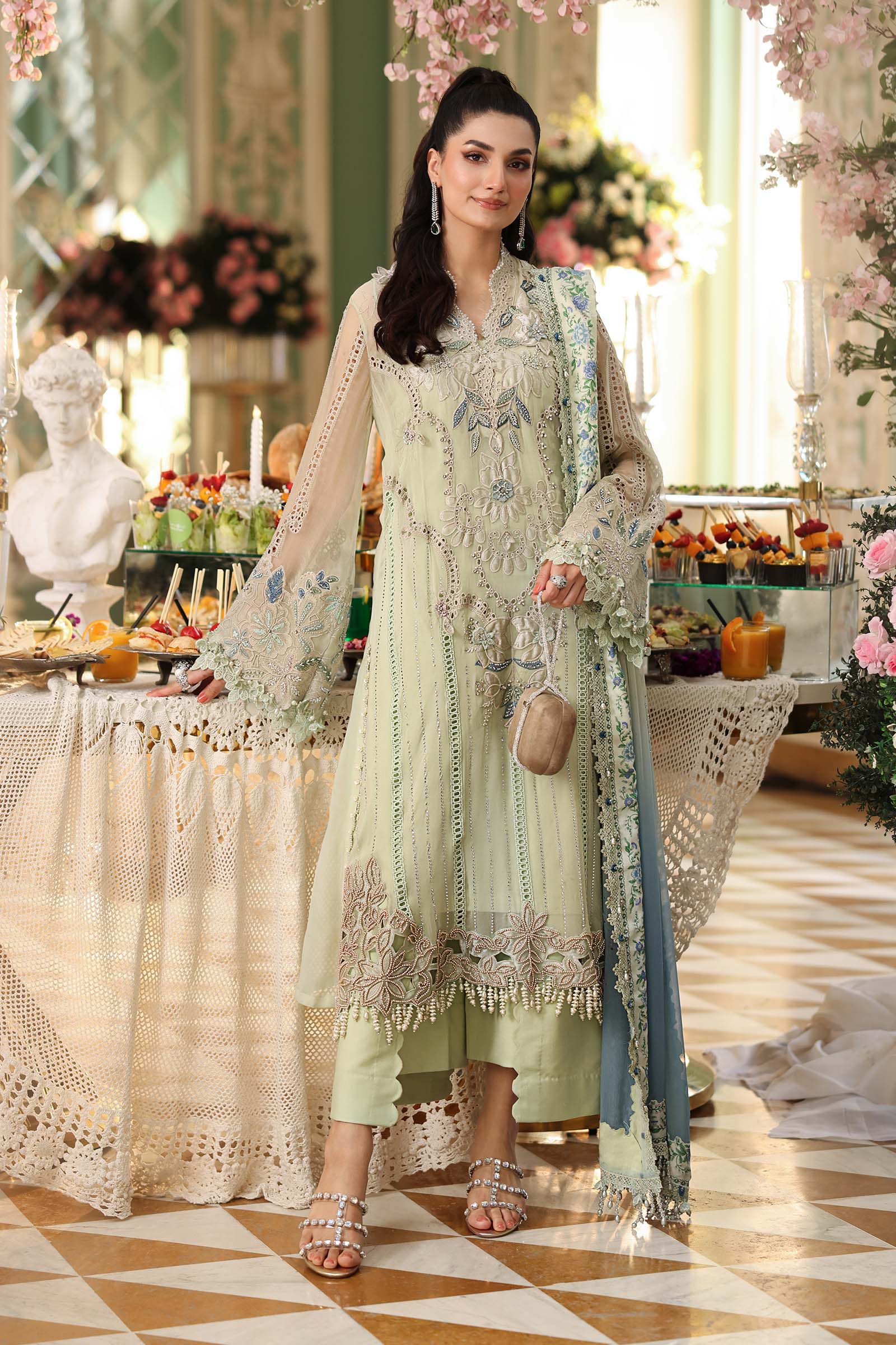 3 Piece Unstitched Embroidered Chiffon Suit - MPC-26-105