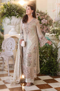 3 Piece Embroidered Chiffon Suit - MPC-26-107-Ivory Beige