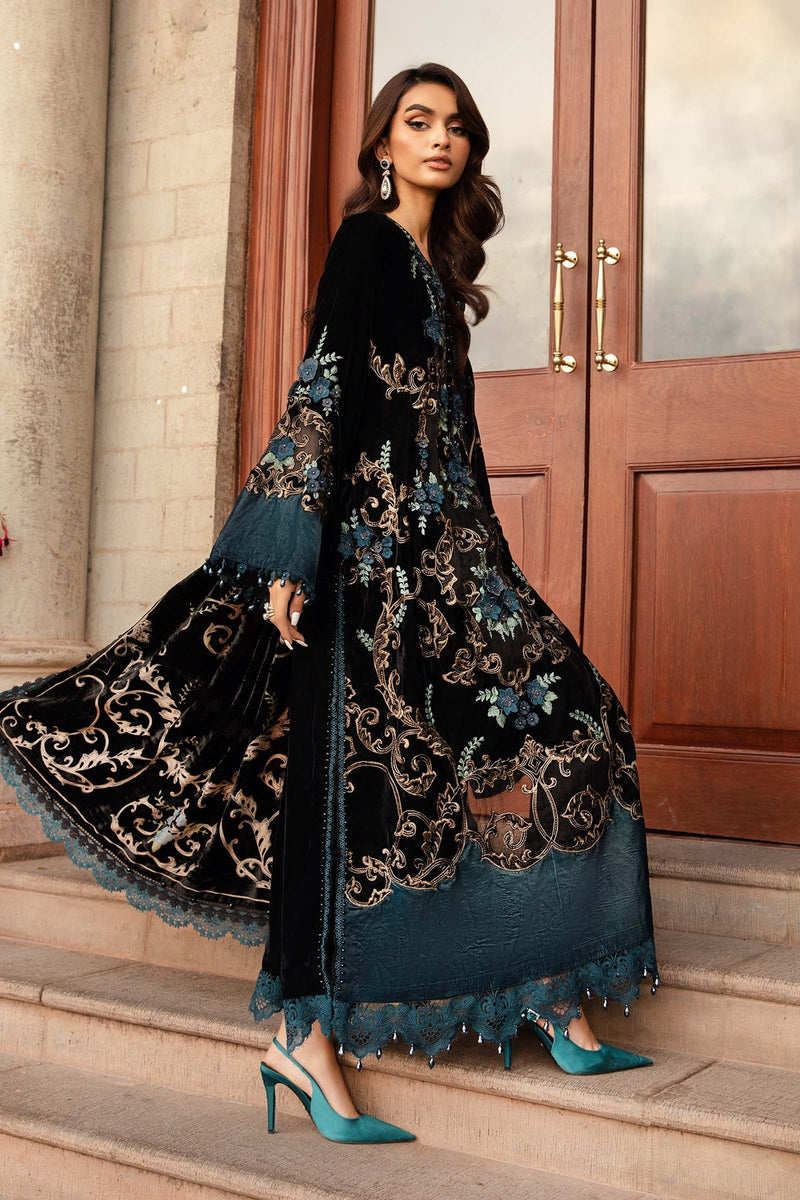 3 Piece Unstitched Embroidered Velvet Suit | DL-1208 Maria B