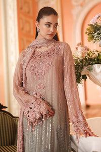 3 Piece Embroidered Chiffon Suit MPC-26-202-Ombre Blossom
