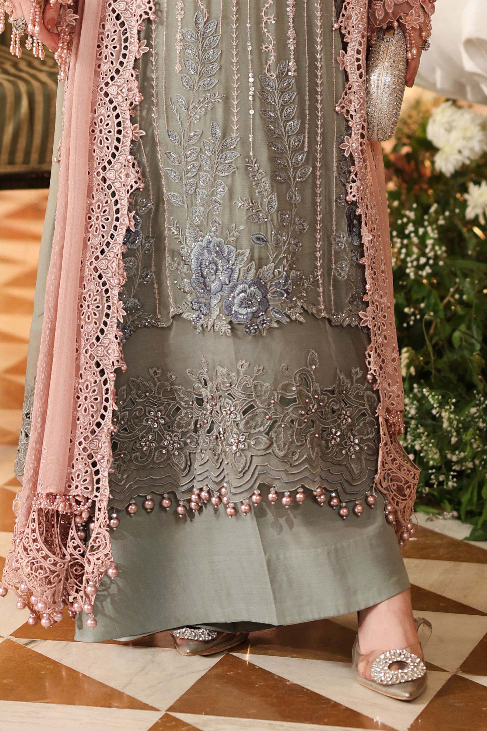 3 Piece Embroidered Chiffon Suit MPC-26-202-Ombre Blossom