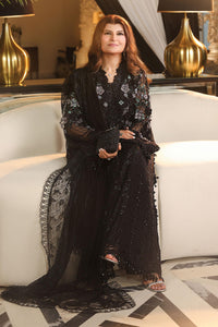 3 Piece Embroidered Chiffon Suit MPC-26-204-Black