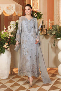 3 Piece Embroidered Chiffon Suit MPC-26-206-Muted Blue