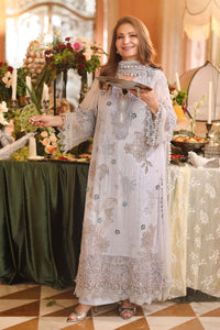 3 Piece Embroidered Chiffon Suit MPC-26-206-Muted Blue