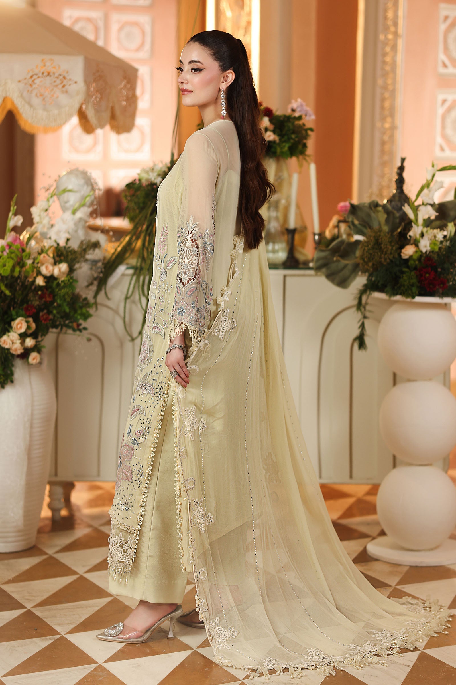 3 Piece Embroidered Chiffon Suit MPC-26-208-Pastle Sunshine