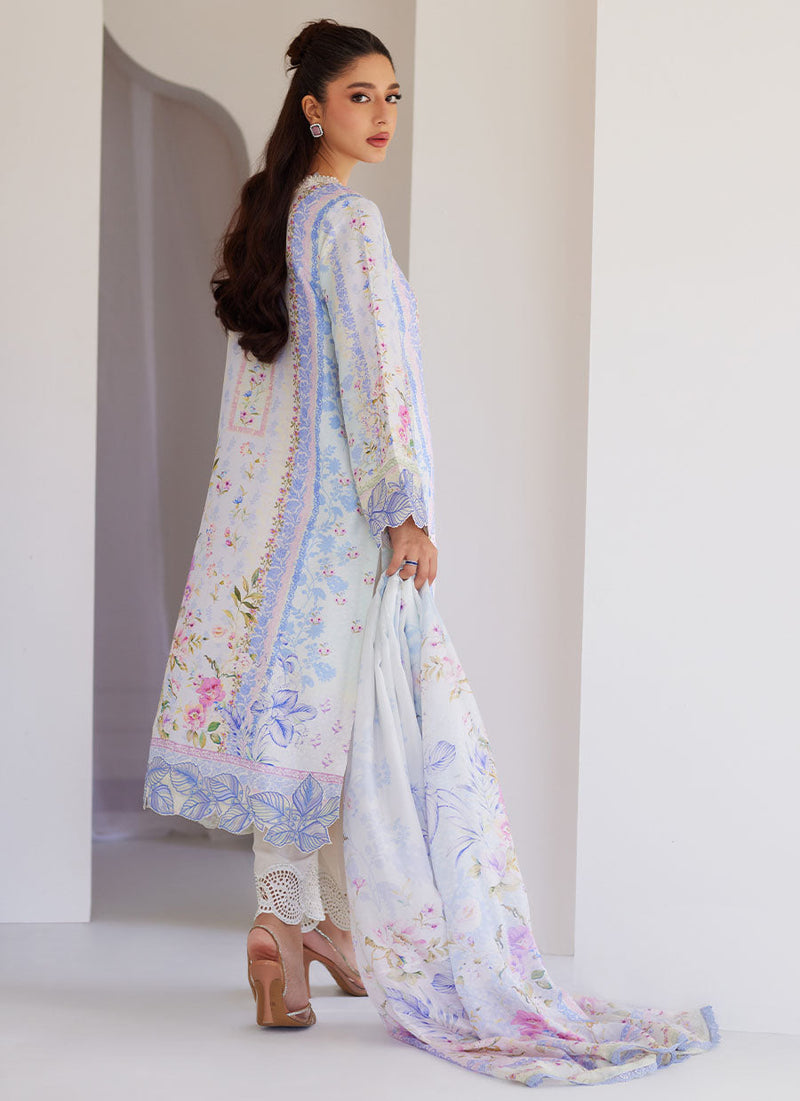 Zorya Ice Blue Shirt, Pants and Dupatta