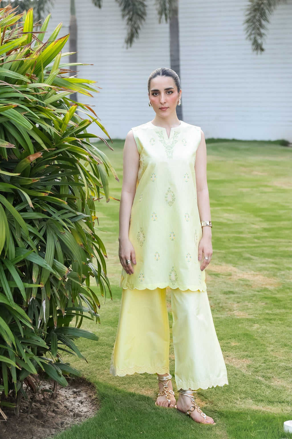 LIME YELLOW LUXURY EMBROIDERED 2PCS SET (NPA2-25304) - READY TO WEAR ...