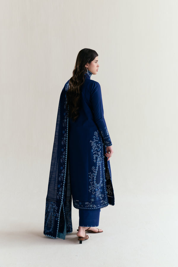 DEEP NAVY BLUE LUXURY EMBROIDERED 3PCS SET (NPA3-26407)