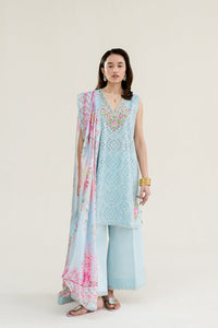 ICE BLUE LUXURY EMBROIDERED LAWN 3PCS SET (NPA3-26404)