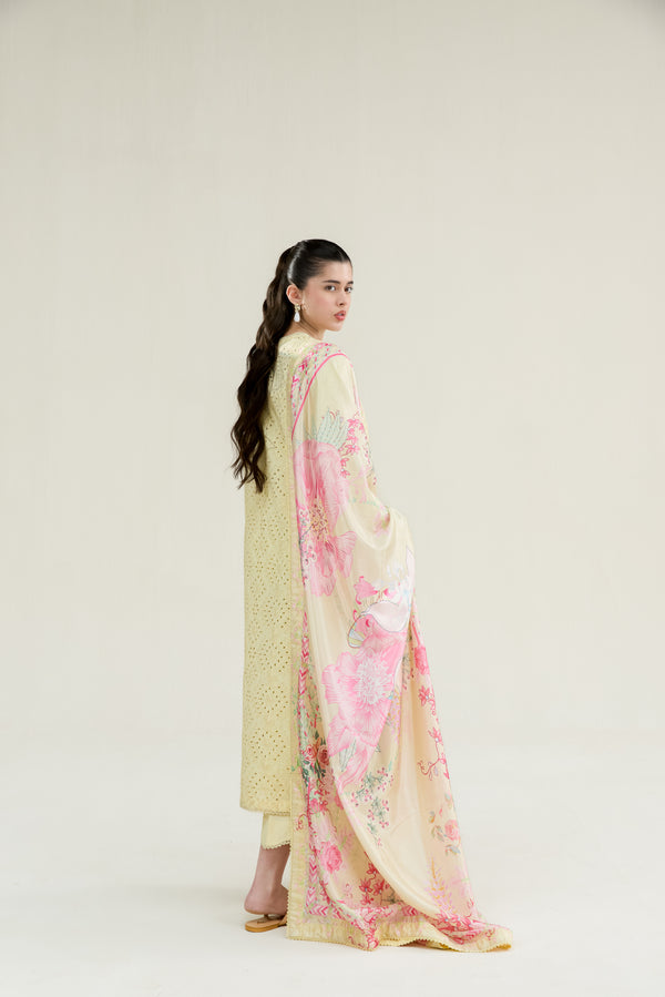 BUTTER YELLOW LUXURY EMBROIDERED LAWN 3PCS SET (NPA3-26403)