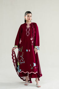 MAROON LUXURY EMBROIDERED LAWN 3PCS SET (NPA3-26409)