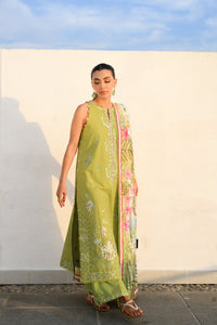 KIWI GREEN LUXURY EMBROIDERED LUXURY LAWN SET (NEL-26608) LUXURY LAWN
