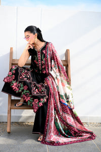 BLACK LUXURY EMBROIDERED LAWN 3PCS SET (NEL-26611)