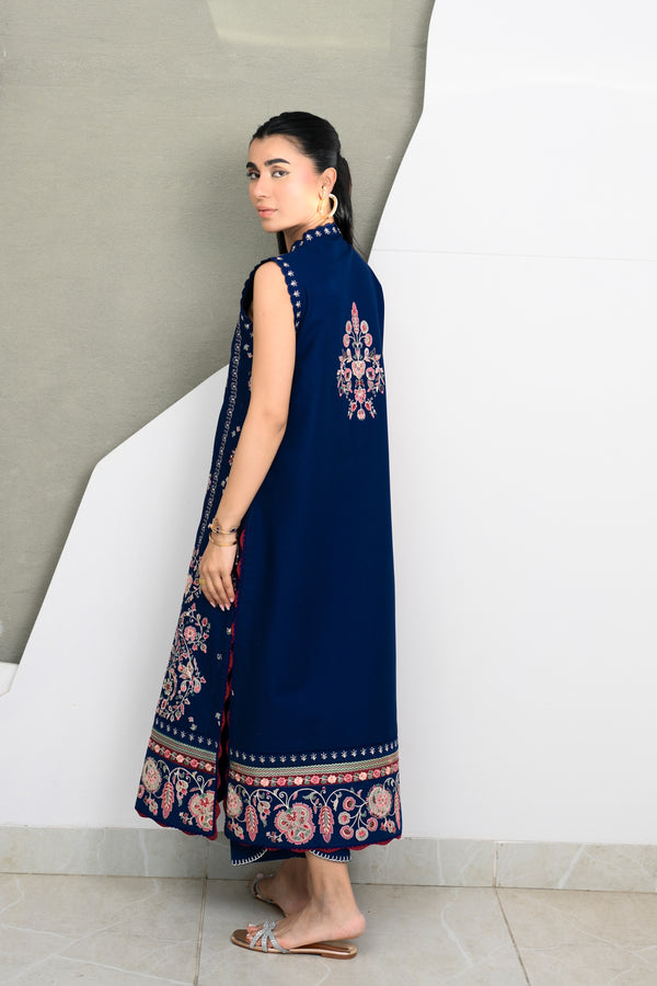 MIDNIGHT SAPPHIRE LUXURY EMBROIDERED LAWN SET(NEL-26605)