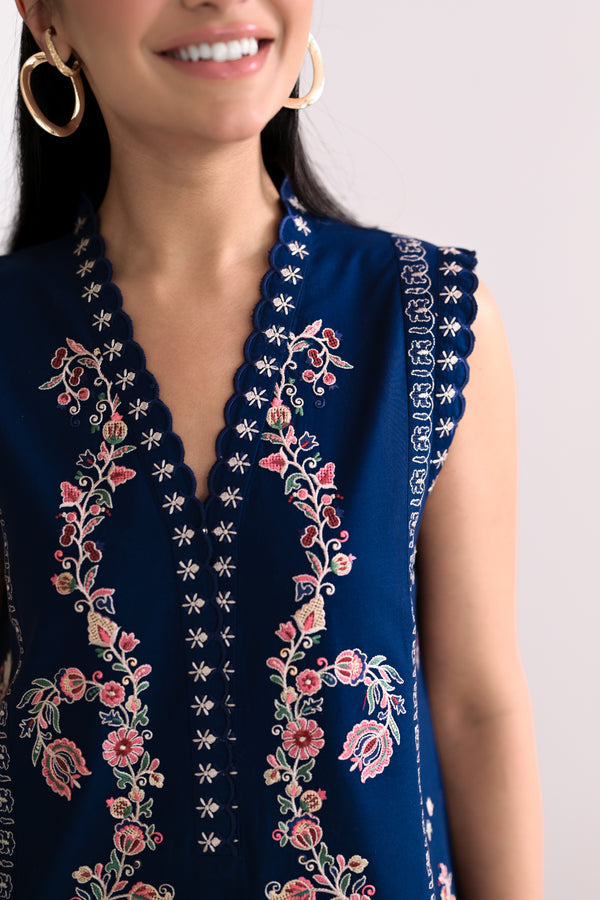 MIDNIGHT SAPPHIRE LUXURY EMBROIDERED LAWN SET(NEL-26605)