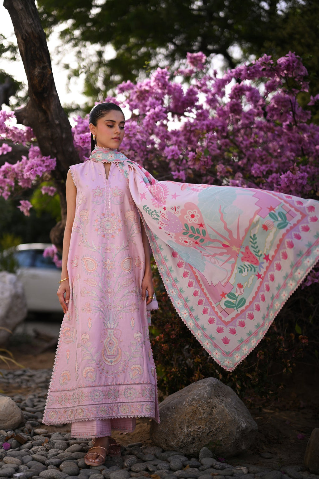 PASTEL CLOUD LUXURY PRINTED EMBROIDERED LAWN SET (NEL-25613) – Alanii ...