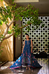 TEAL GARDEN LUXURY PRINTED EMBROIDERED LAWN SET (NEL-25610)