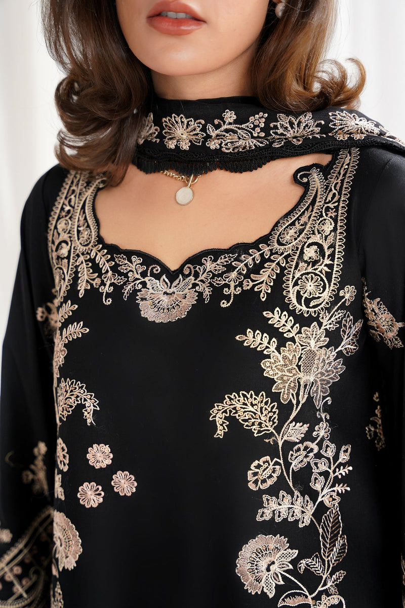 BLACK LUXURY EMBROIDERED 3PCS SET NPA3-25415 (EID 2025 READY TO WEAR)