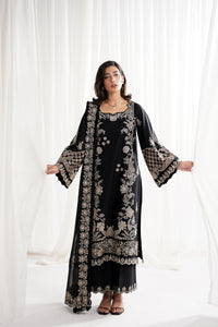 BLACK LUXURY EMBROIDERED 3PCS SET NPA3-25415 (EID 2025 READY TO WEAR)