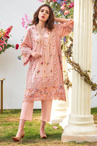 PEACH FLORAL CHIKAN Farida Hasan