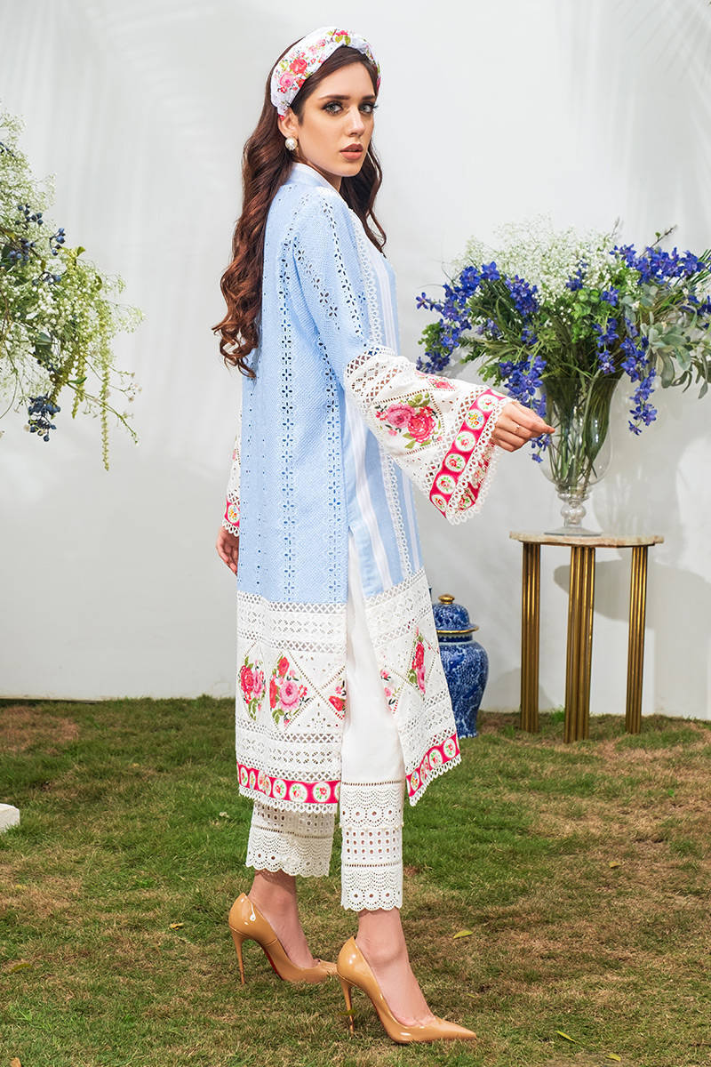BLUE STRIPE CHIKAN Farida Hasan